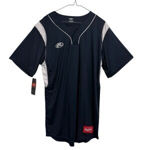 Rawlings‎ Baseball Jersey Mens Large Navy Blue HBJ-N-90 Short Sleeve V-Neck NWT